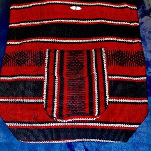 Colorful Woven Fabric Hippie Boho Backpack Bag